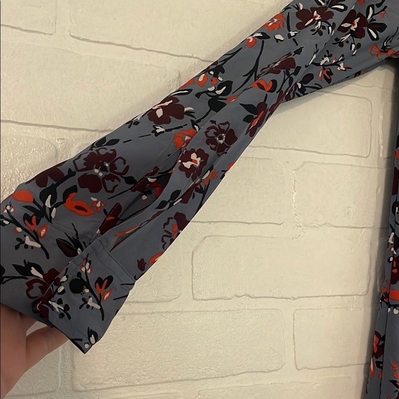 Abercrombie & Fitch Shirt Dress Shift Fit Floral Long Cuffed Sleeve Collared - Picture 2 of 7